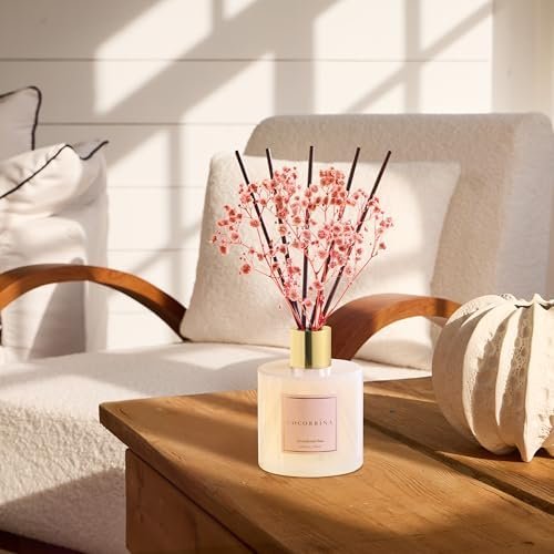 Cocorrína Premium Reed Diffuser Set with Preserved Baby's Breath & Cotton Stick Sandalwood Rose | 6.7oz Scent Fragrance Oil Diffuser for Bedroom Bathroom Home Décor - Image 4