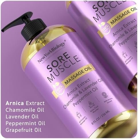 New York Biology Sore Muscle Massage Oil 8 Fl Oz – Made with 100% Natural Oils – Soothing Body Massage Oil - Absorbs Easily - Image 6