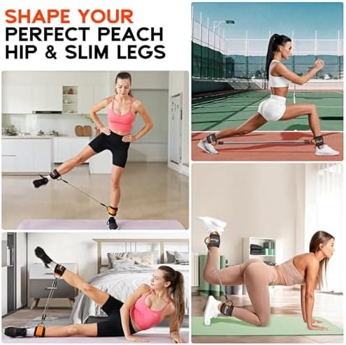 HPYGN Ankle Resistance Bands, Ankle Bands for Working Out with Cuffs, Resistance Bands for Leg Butt Training Workout Equipment for Kickbacks Hip Gluteus Training, Ankle Strap with Exercise Bands - Image 7