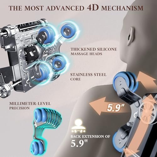 4D Massage Chair, Full Body Massage Chair, Zero Gravity Recliner w/Intelligent Voice Control, 53.14" SL Track, Electric Calfrest Extension, 12 Auto Modes, USB Type-C, Bluetooth Speaker, TFT Screen - Image 3