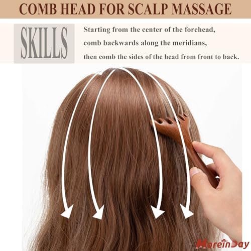 Wooden Scalp Massager, Hand Held Foot Massage Tool, Neck Massage Tool, Foot Leg Massager - Sandalwood - Image 3