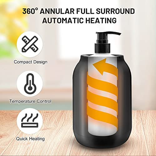 Massage Oil Warmer Bottle Professional Electric Lotion Digital Heater for SPA, Automatic Oil Warmer Heated Oil Lotion Cream for Salon, Barber Shops, Home, with Two Oil Bottle Dispenser (Black) - Image 4