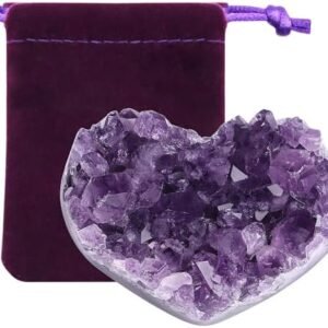 ZHIYUXI Amethyst Crystals and Healing Stones Heart Crystal Gifts for Women Cluster Gems Stones Rocks Gemstones Geodes 1.2-1.6" Raw Purple Room Decor Gifts Protection Crystals Decor Heart Decor Reiki