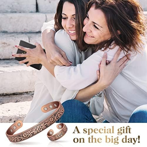 Lymphatic Drainage Ring & Copper Bracelet for Women, Magnetic Lymph Detox Ring and Magnetic Copper Bracelet, 100% Solid Pure Copper Jewelry Gift - Image 5