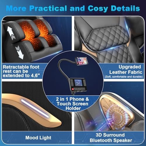Massage Chair Full Body, Zero Gravity Massage Chair 2025 for Back Fatigue with 10 Fixed Rollers, Airbags, Phone Controller, Heating, Bluetooth Speaker, Nightlights for Living Room, Bedroom - Image 9