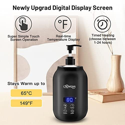 Massage Oil Warmer Bottle Professional Electric Lotion Digital Heater for SPA, Automatic Oil Warmer Heated Oil Lotion Cream for Salon, Barber Shops, Home, with Two Oil Bottle Dispenser (Black) - Image 3
