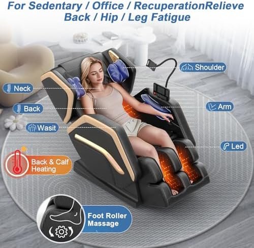 Massage Chair Full Body, Zero Gravity Massage Chair 2025 for Back Fatigue with 10 Fixed Rollers, Airbags, Phone Controller, Heating, Bluetooth Speaker, Nightlights for Living Room, Bedroom - Image 6
