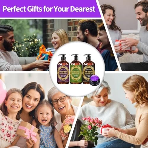 Massage Oil for Massage Therapy,Massage Kit Gifts for Women Men, 3 Pack Cellulite,Sore Muscle & Lavender Massage Body Oils with Massage Ball, Christmas Gifts Stocking Stuffers - Image 8