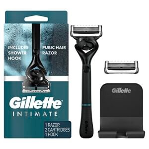 Gillette Intimate Razor for Men, Men’s Pubic Razors for Manscaping, Gentle and Easy to Use, Designed For Pubic Hair, 1 Handle, 2 Blade Refills