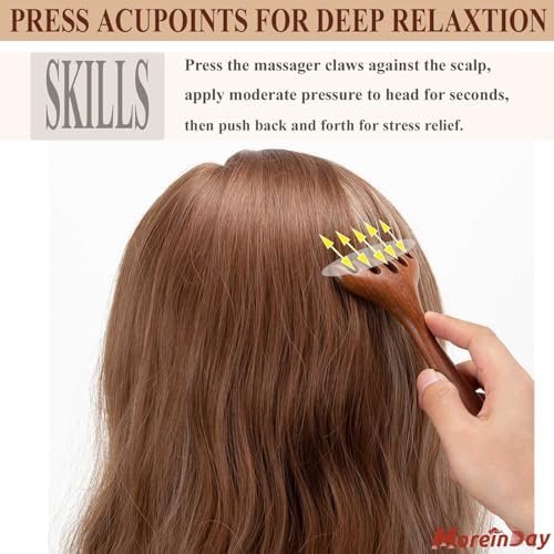 Wooden Scalp Massager, Hand Held Foot Massage Tool, Neck Massage Tool, Foot Leg Massager - Sandalwood - Image 4