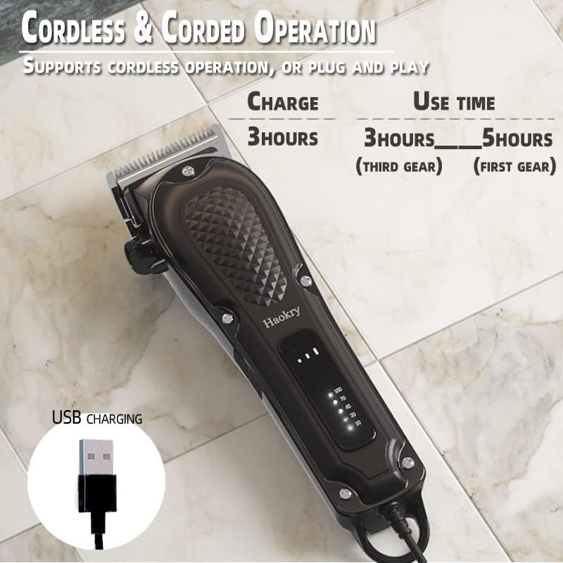 Hair Clippers for Men Professional - Cordless&Corded Barber Clippers for Hair Cutting & Grooming Rechargeable Beard Trimmer - Image 8