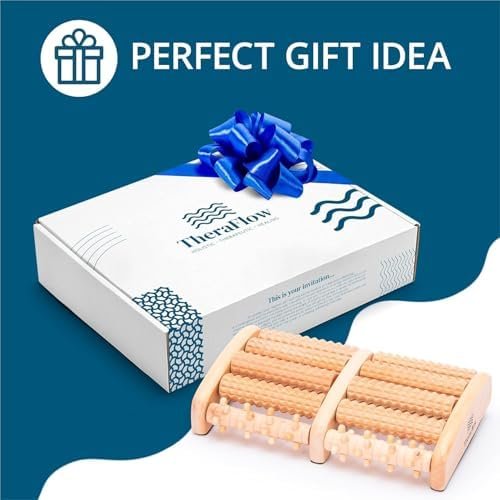 TheraFlow Foot Massager Roller for Plantar Fasciitis Relief and Neuropathy Pain Relief for Feet - Wooden Foot Roller Massager Acupressure Tool with Reflexology Chart - Mom Gifts for Women and Men - Image 2