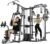 GMWD SmithΔ Machine Power Cage, Multi-Function Home Gym System with Cable Crossover System, Dual-Sided Workout Station with 121LBS Weight Stack, Power Rack, Functional Trainer, All in One Home Gym