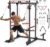 Fitness Reality Power Cage Squat Rack with Optional LAT Pulldown, Cable Crossover, 800 lb Capacity, Multi-Grip Pull-Up Bar, Adjustable Safety Bars, Strength Training for Home Gym